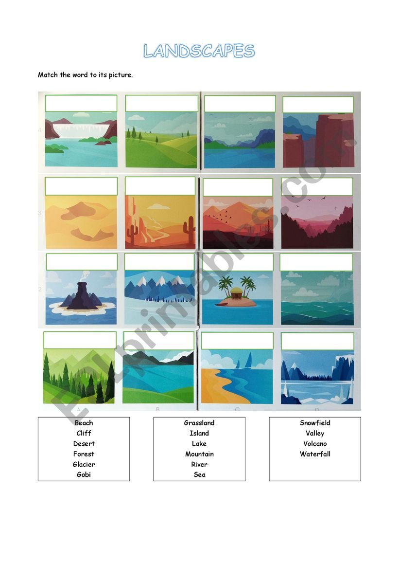 Landscapes Esl Worksheet By Piuuu