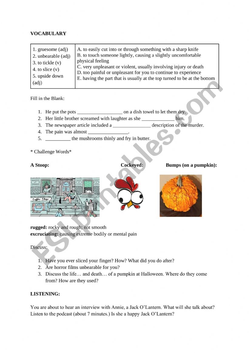 Annie The Jack Olantern Everything Is Alive Podcast Esl Worksheet