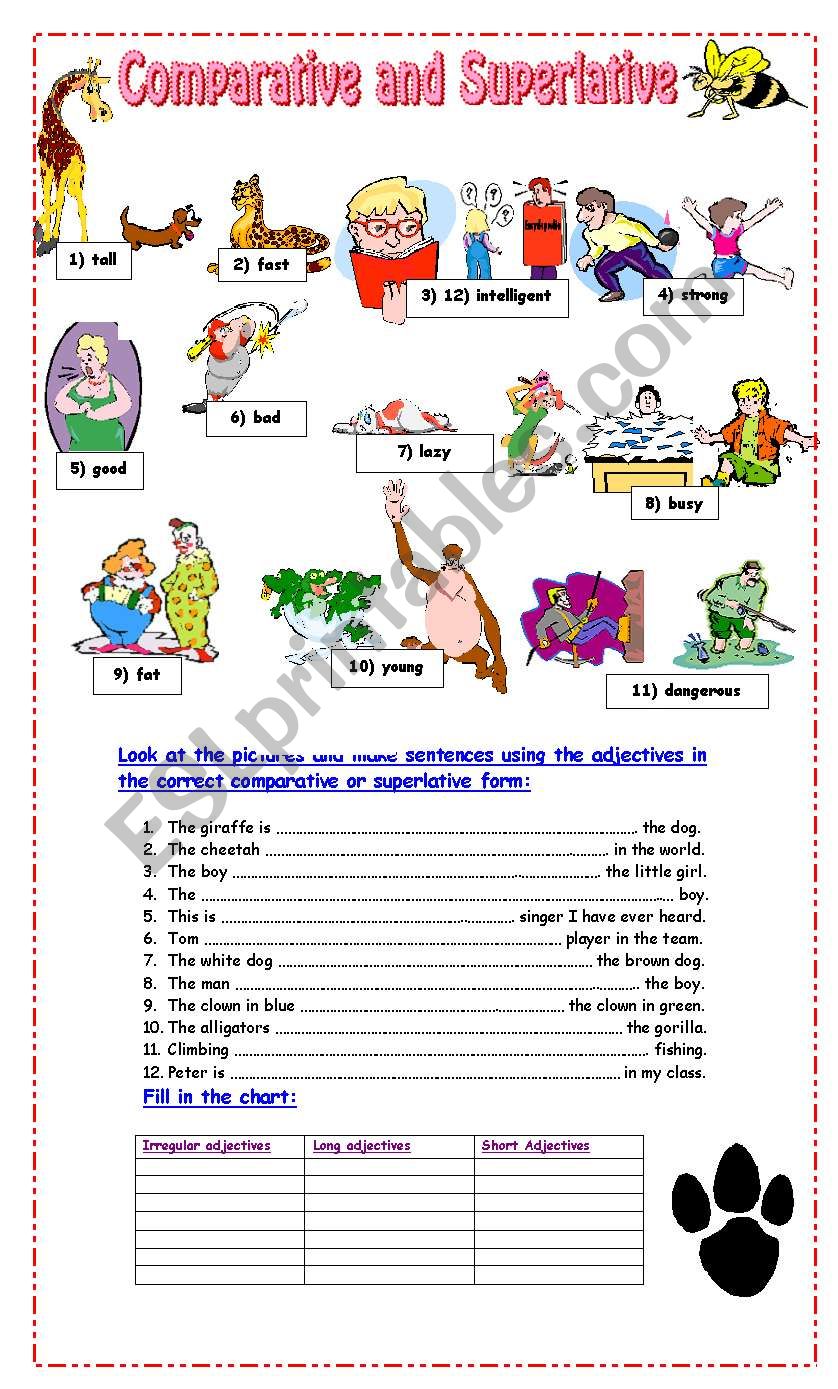 Comparative And Superlative Exercise Worksheet