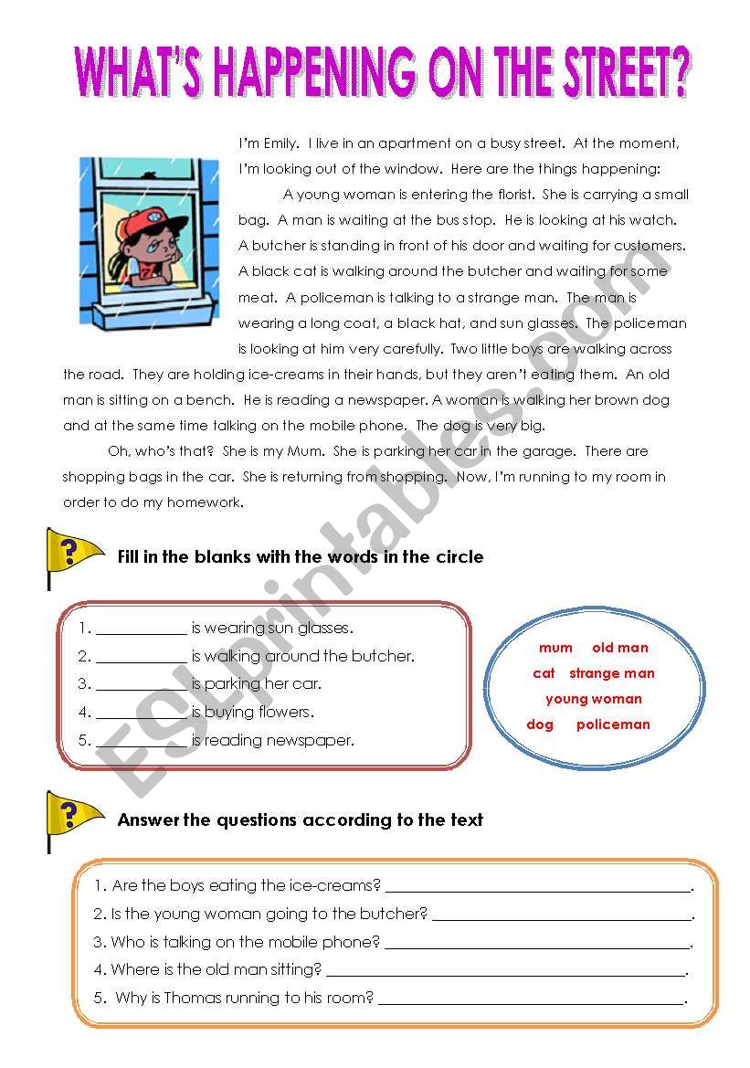 Whats Happening On The Street ESL Worksheet By Csscano