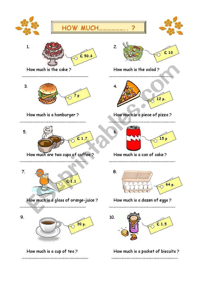 How Much ESL Worksheet By Elam