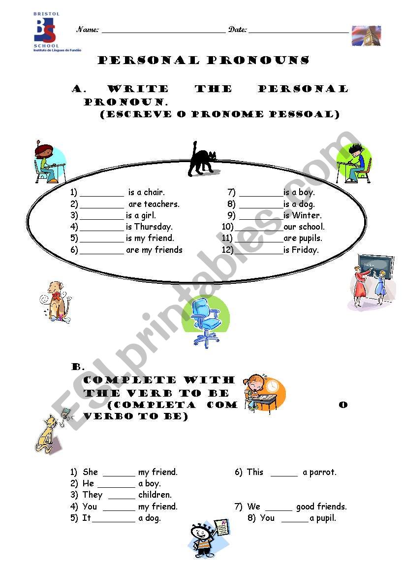 English Worksheets Verb To Be Personal Pronouns