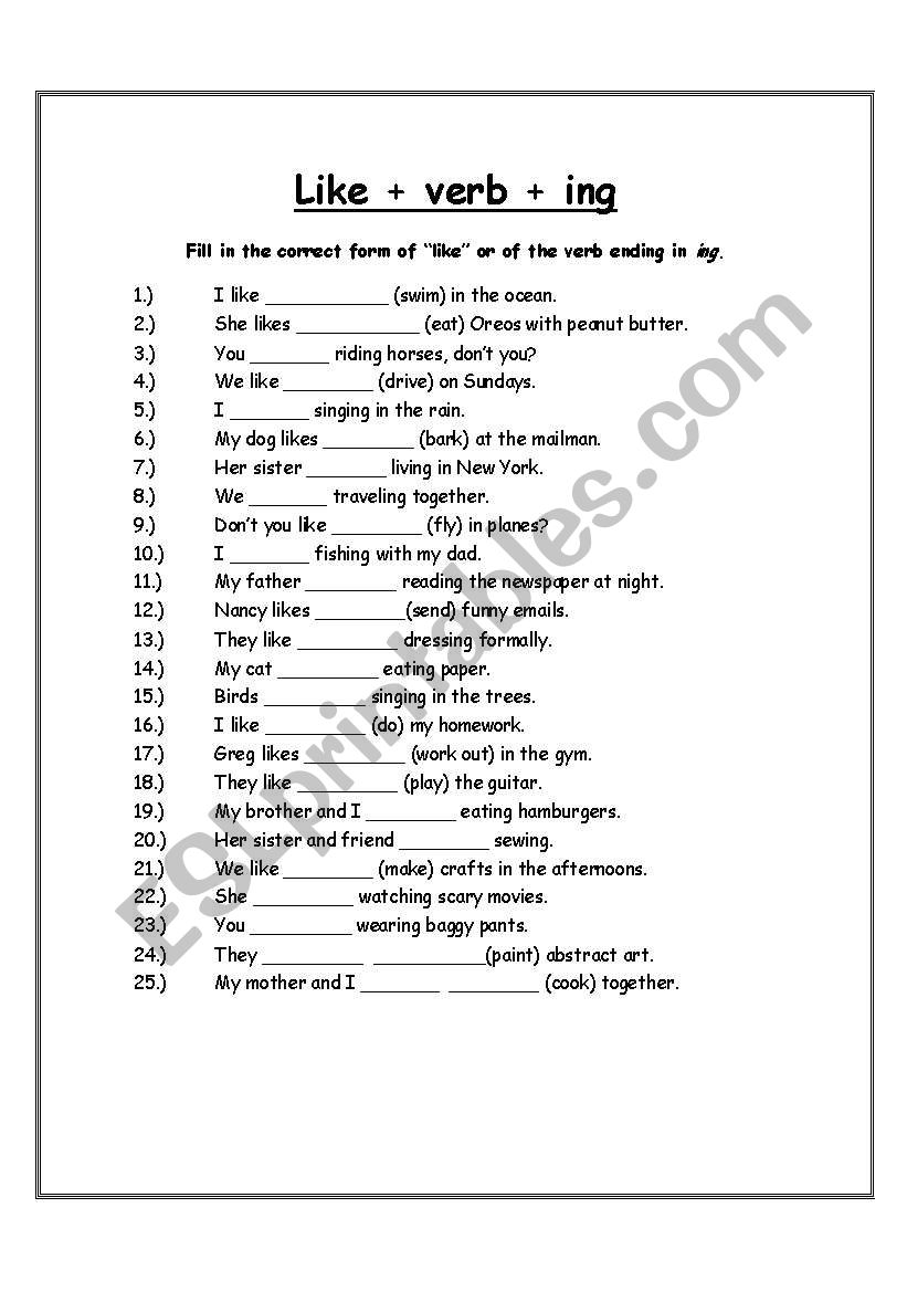 Verb Ing Worksheet Free Esl Printable Worksheets Made By Teachers