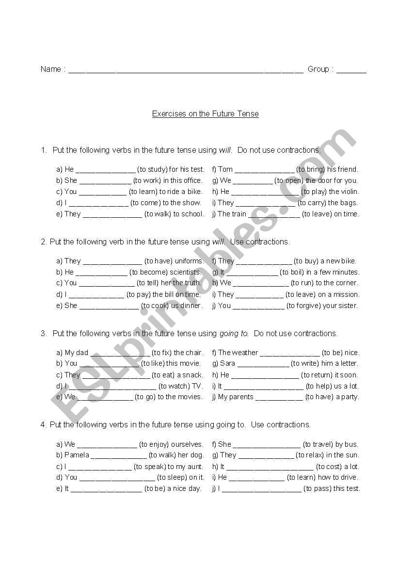 The Future With Will And Going To ESL Worksheet By Lucien