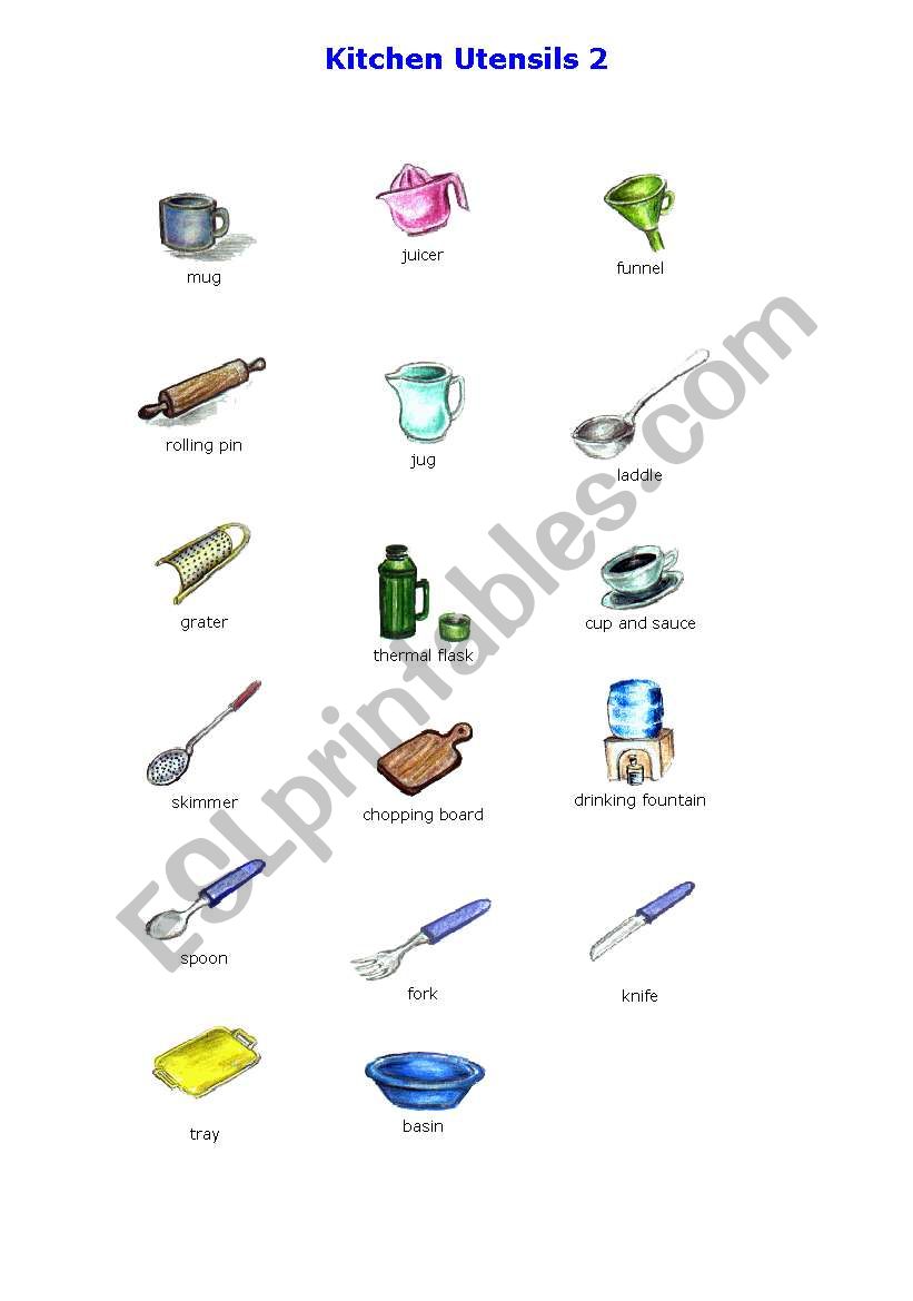 Kitchen Utensils 2 Pictures ESL Worksheet By Kerberos