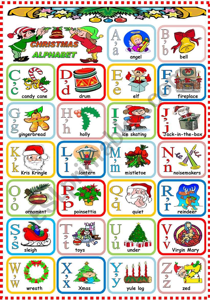 English Worksheets CHRISTMAS ALPHABET