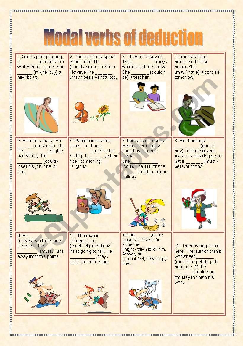 Modal Verbs Of Deduction ESL Worksheet By Zdenda