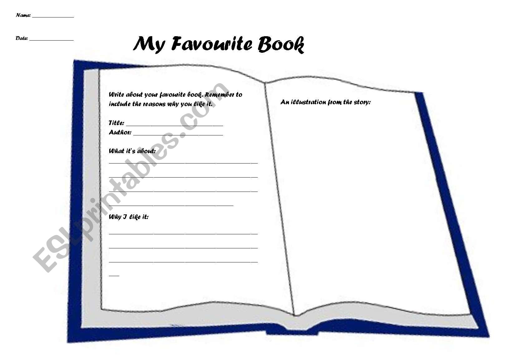 My Favourite Book Sheet Esl Worksheet By Rpia