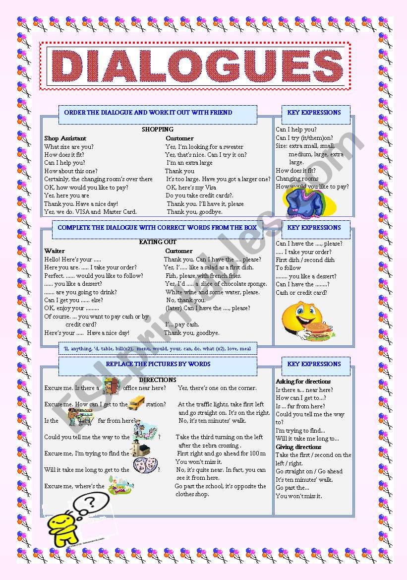 Dialogues Dialogues ESL Worksheet By Hujor