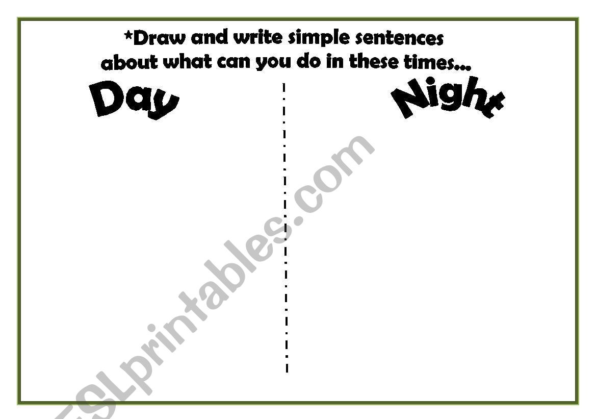 English Worksheets Day And Night