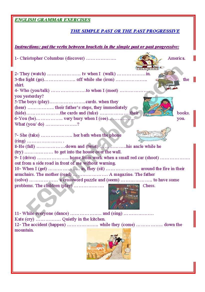 Simple Past Or Past Progressive ESL Worksheet By Sinda