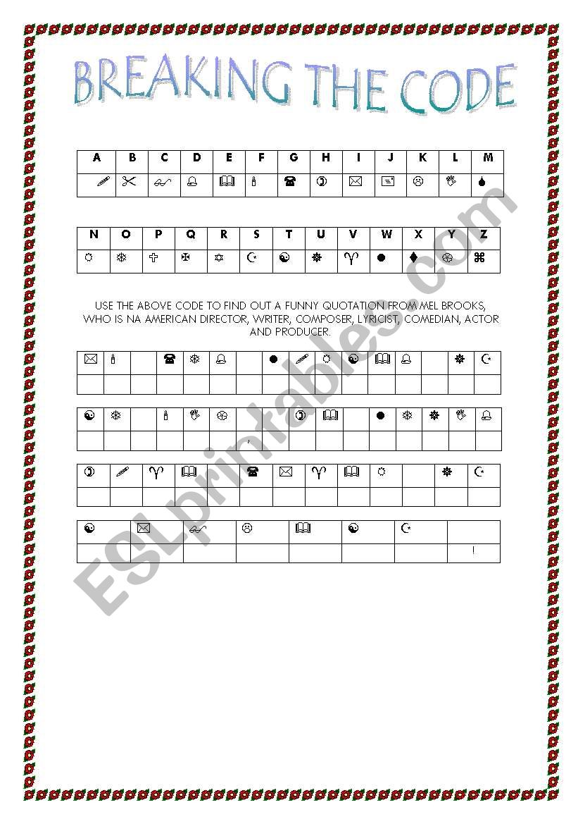 English Worksheets Breaking The Code
