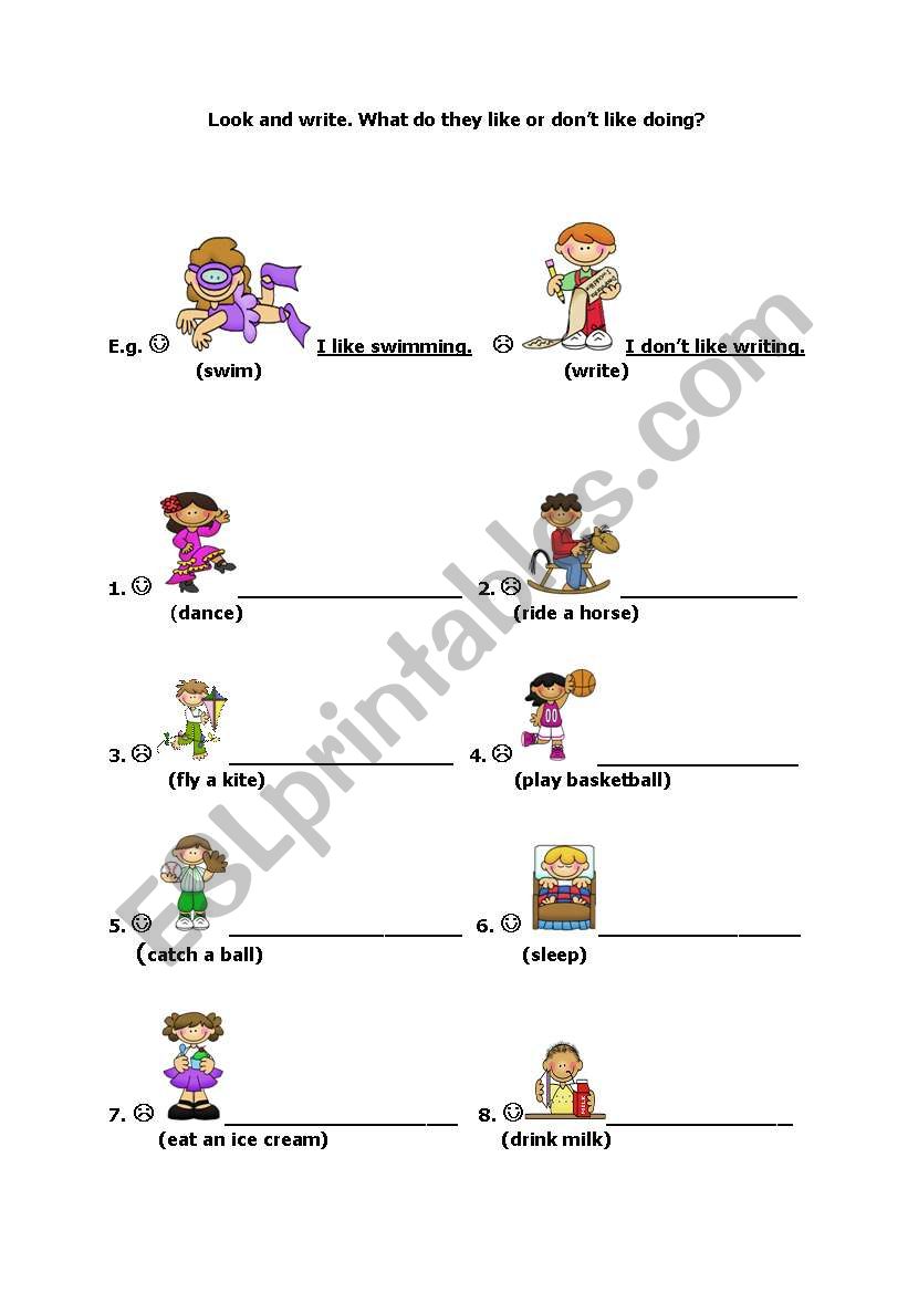 Like Don t Like Verb ing ESL Worksheet By Mitokondri