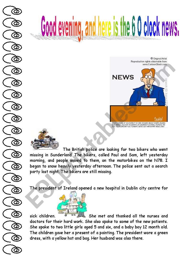 Tonights News ESL Worksheet By Karire