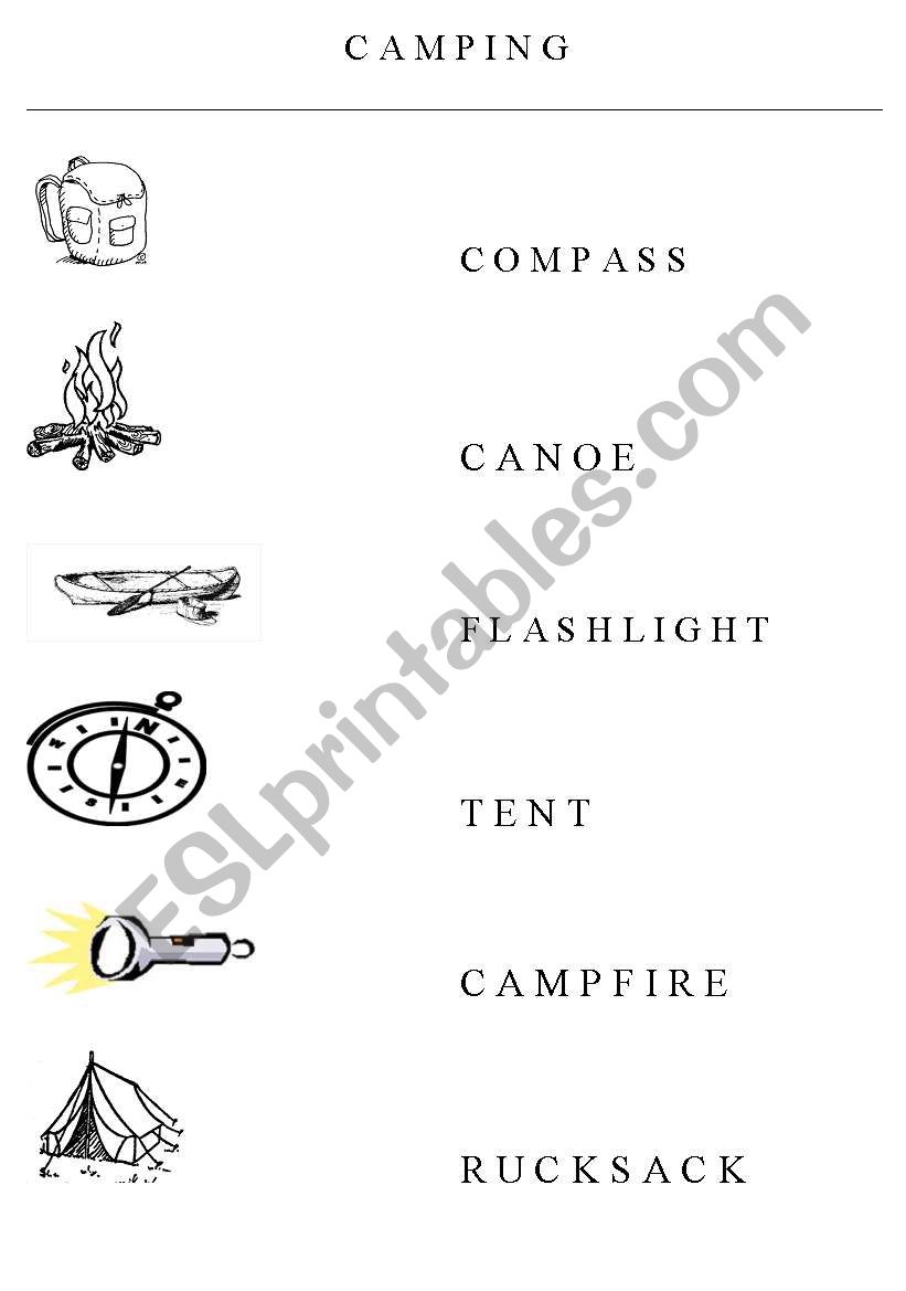 English worksheets: Camping