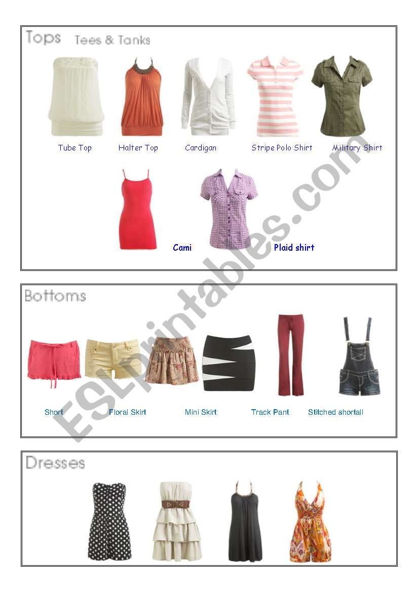 Womens Wear ESL Worksheet By Maat315