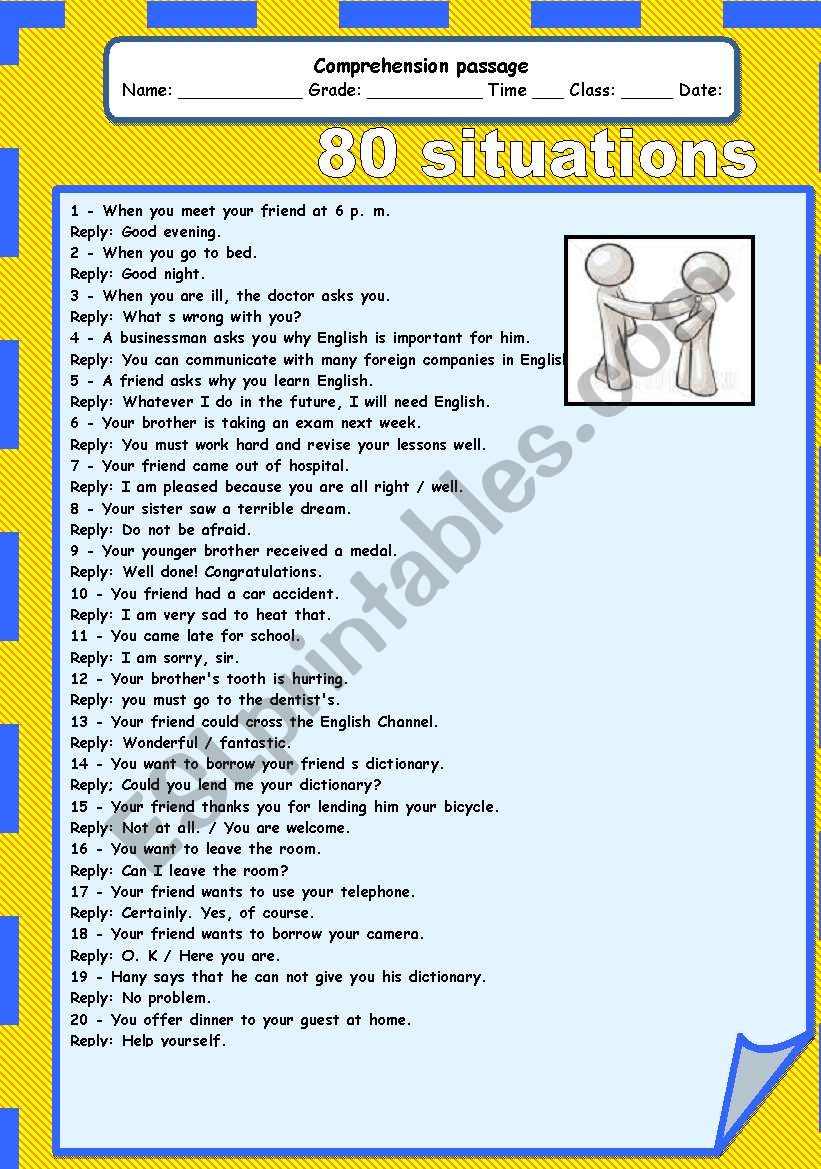 Situations ESL Worksheet By Adel A