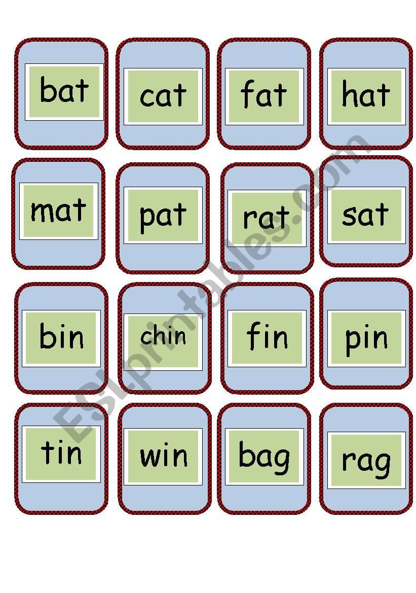 Cvc And Rhyming Words Flashcards ESL Worksheet By Carme Sammut