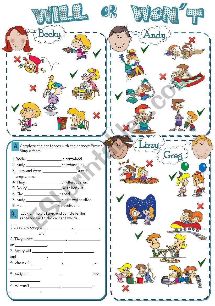 english-worksheets-will-or-won-t-future-simple-2-pages-8-tasks