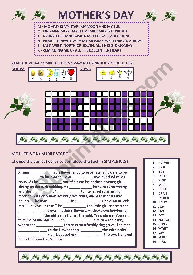 MOTHERS DAY ESL Worksheet By Mar0919