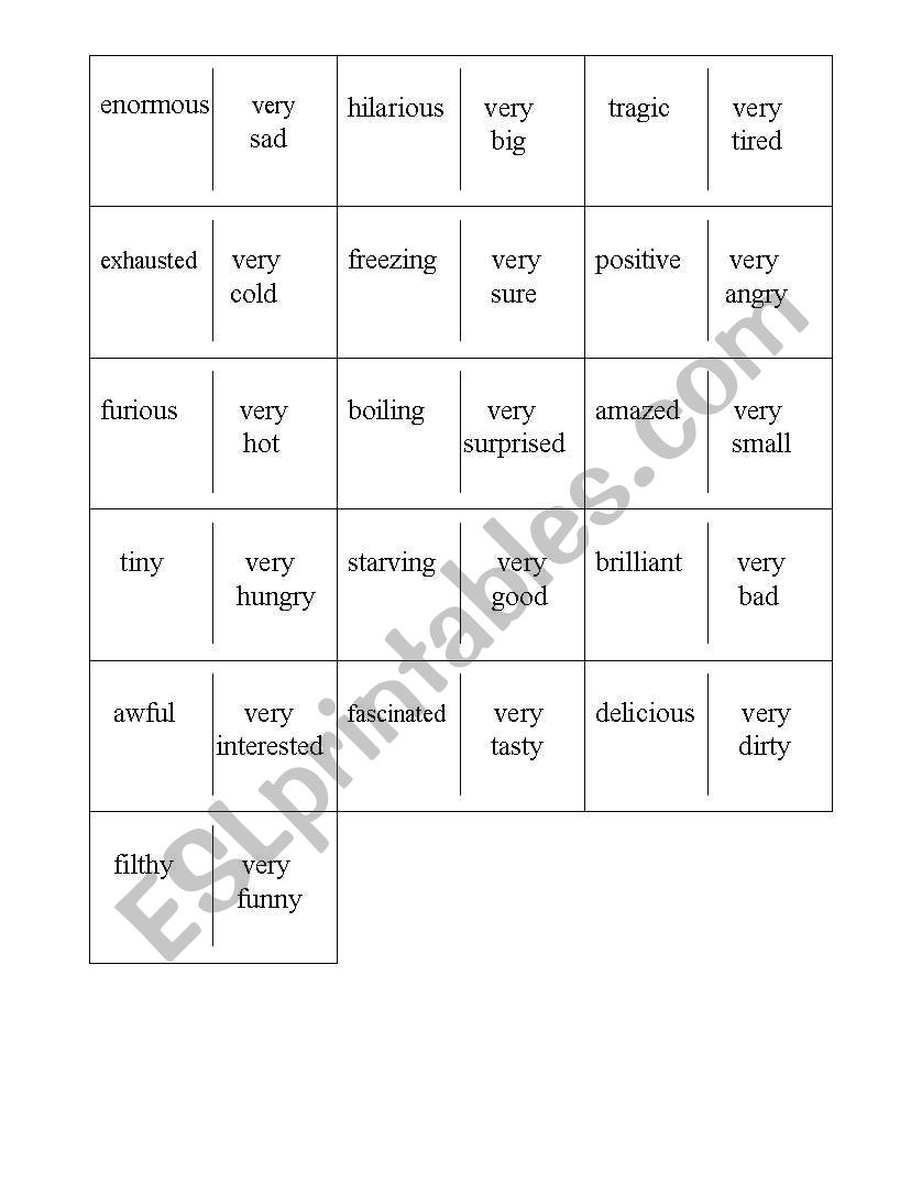 English Worksheets Domino Adjectives