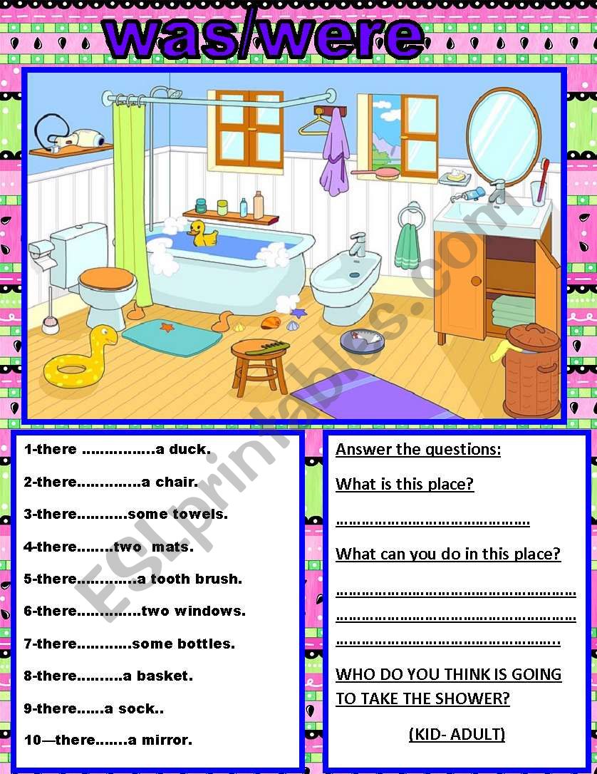 English Worksheets THERE WAS THERE WERE