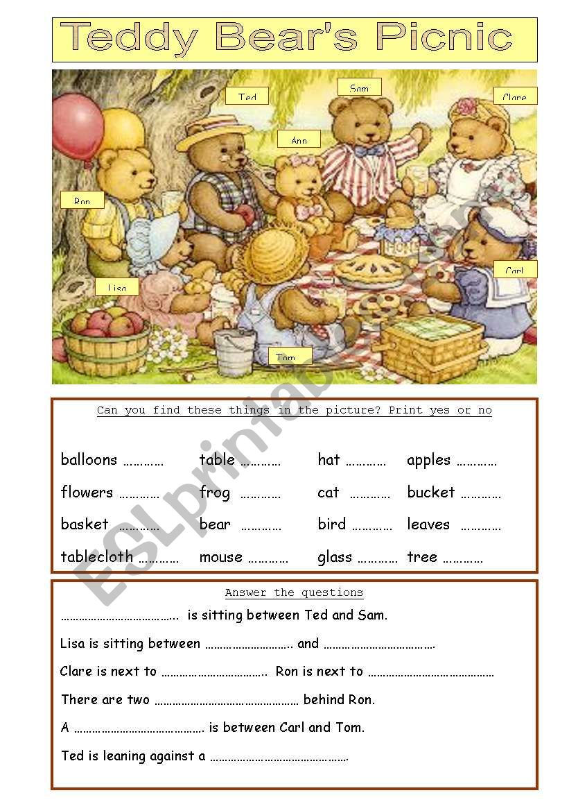 Teddy Bears Picnic Esl Worksheet By Ritawi