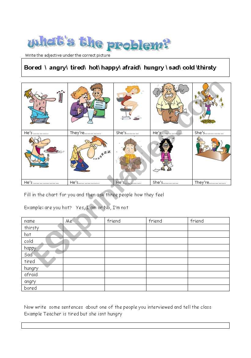 Whats The Problem Esl Worksheet By Primpi