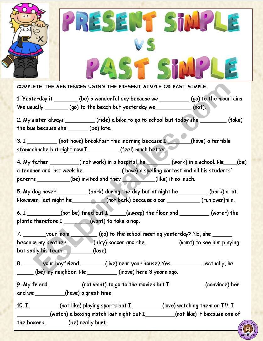 Present Simple Vs Past Simple ESL Worksheet By Lilianamontoya13