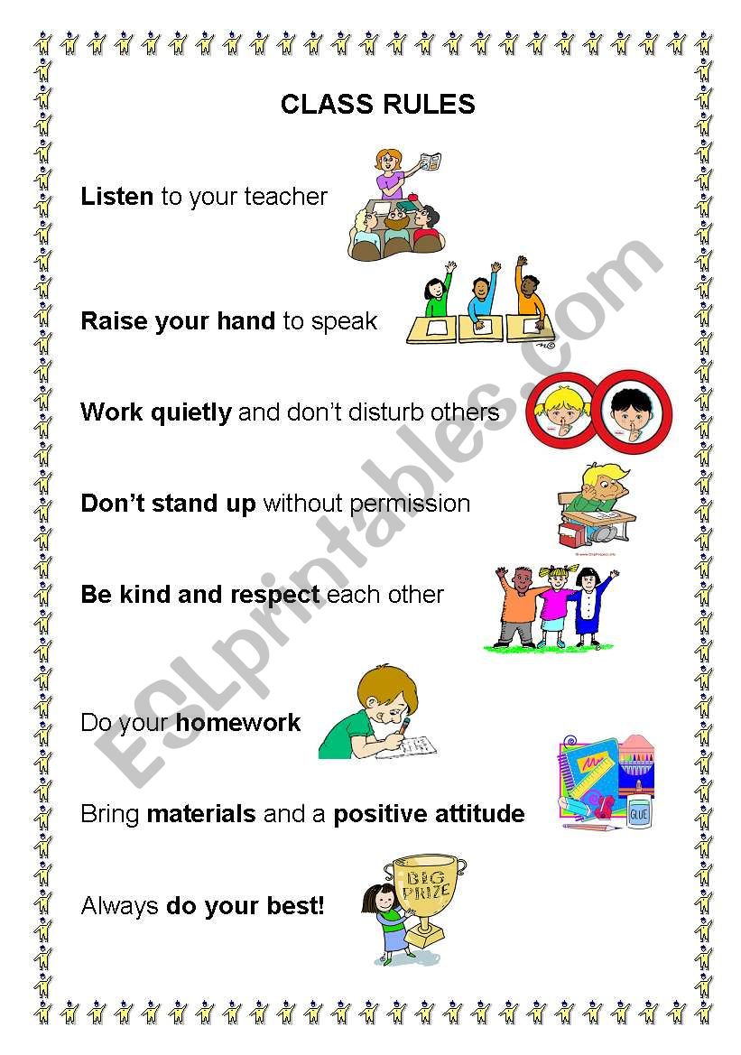 Class Rules ESL Worksheet By Monsolma