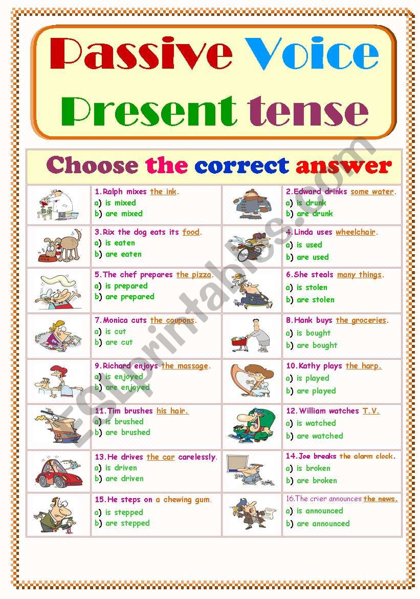 Passive Voice Simple Present Tense English Esl Worksheets Pdf Doc My