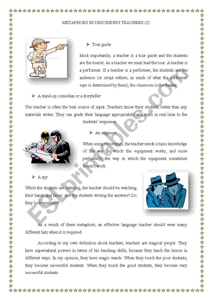 Teachers Roles Esl Worksheet By Burcu Kaynak