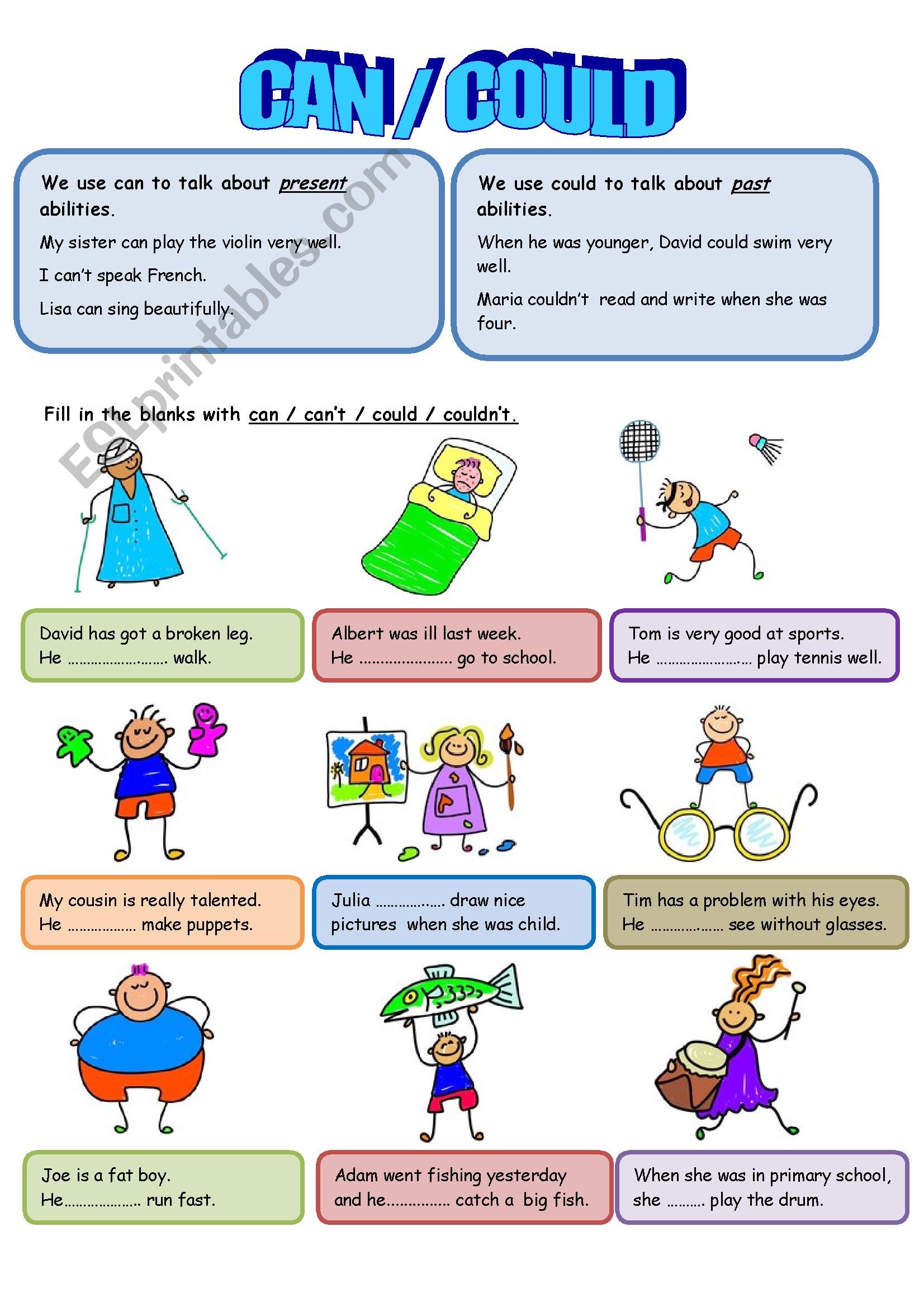 Can could ESL Worksheet By Askaratekin