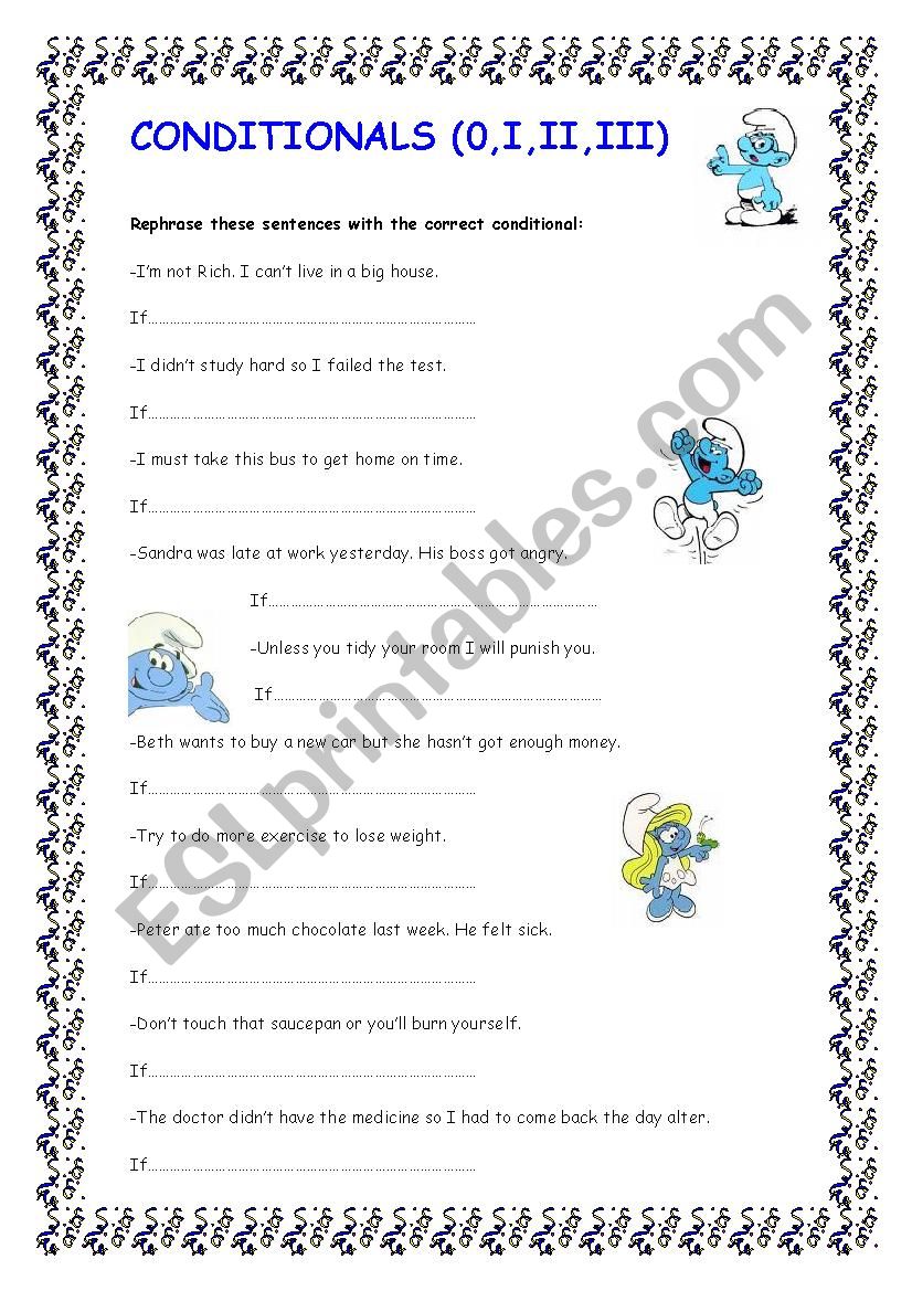 0 1 2 3 CONDITIONALS REPHRASING ESL Worksheet By Truji78