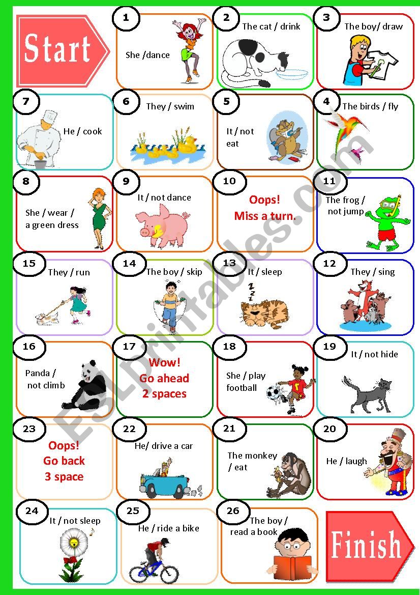 Present Continuous Board Game For Young Learners ESL Worksheet By Larisa 