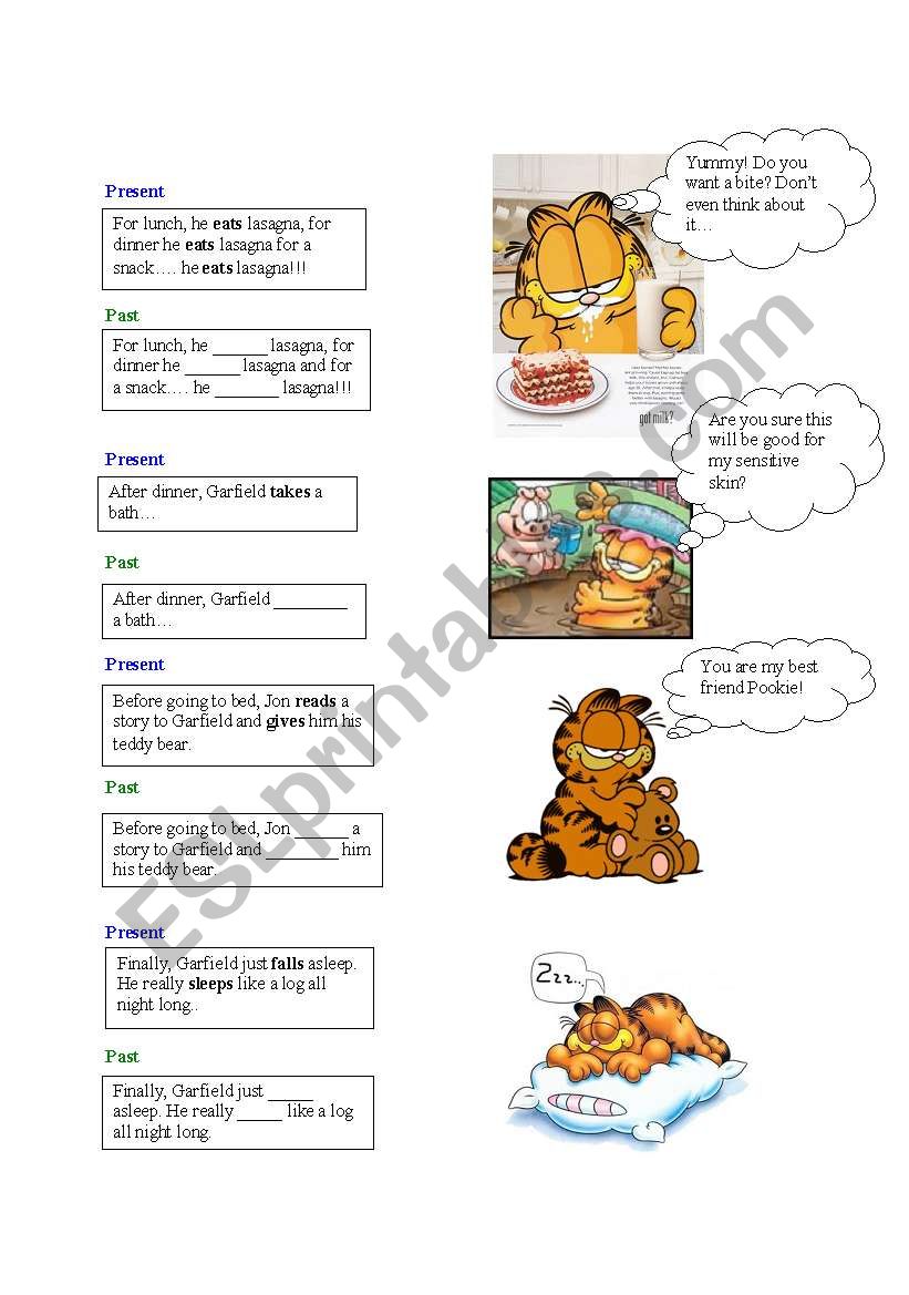 A Day In Garfields Life Part II ESL Worksheet By Evylall