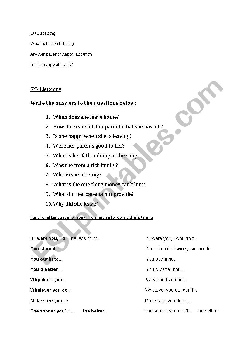 The Beatles Shes Leaving Home Esl Worksheet By Toops