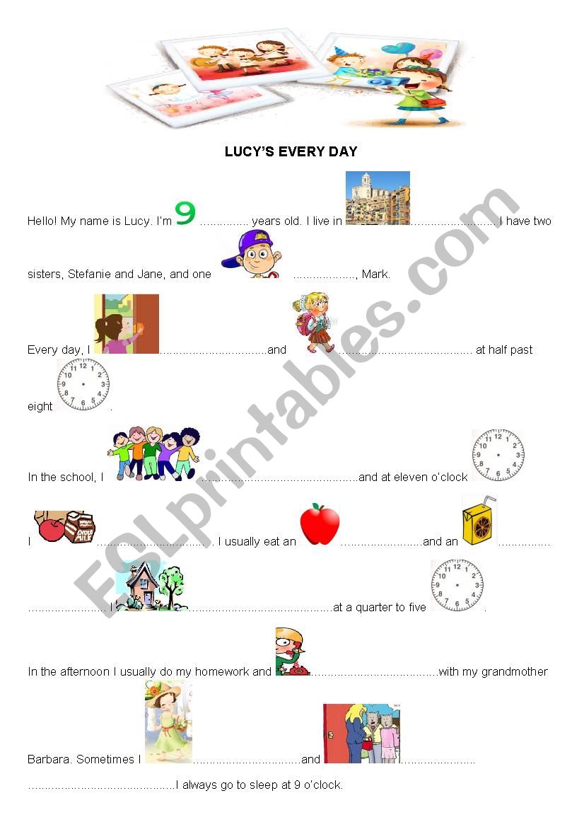 LUCYs Daily Routine ESL Worksheet By Deedlit85