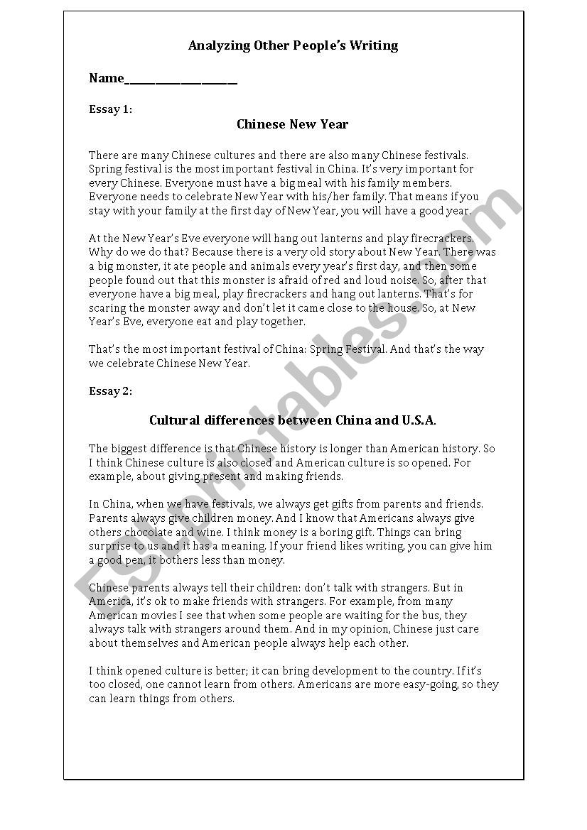 Analizing Other Peoples Writing Peer Response Form Esl Worksheet