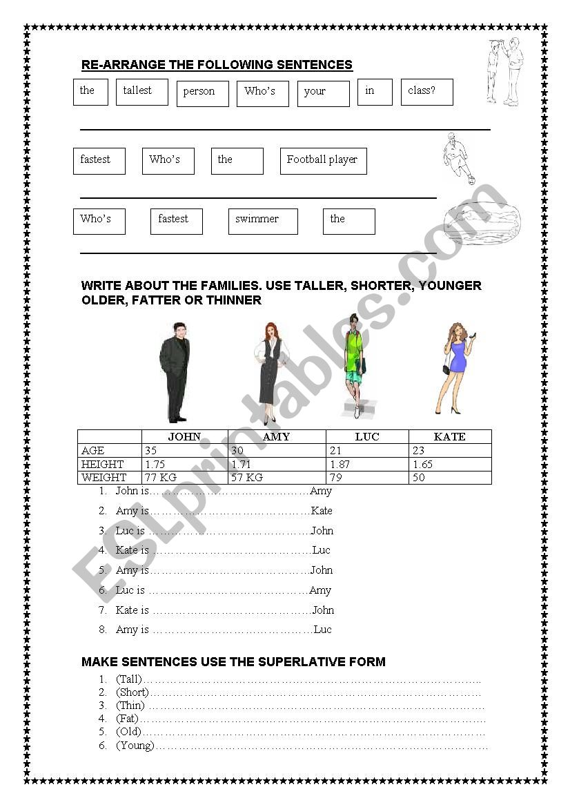 Superlative Worksheets With Pictures