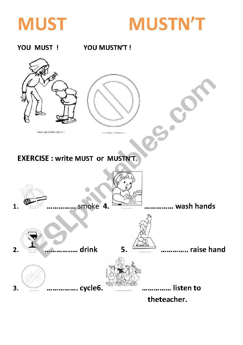 Must Or Mustnt Esl Worksheet By Silviabrentaro