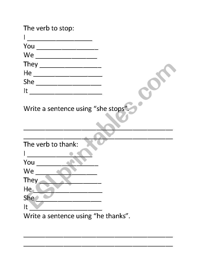 English worksheets: Third person s practise