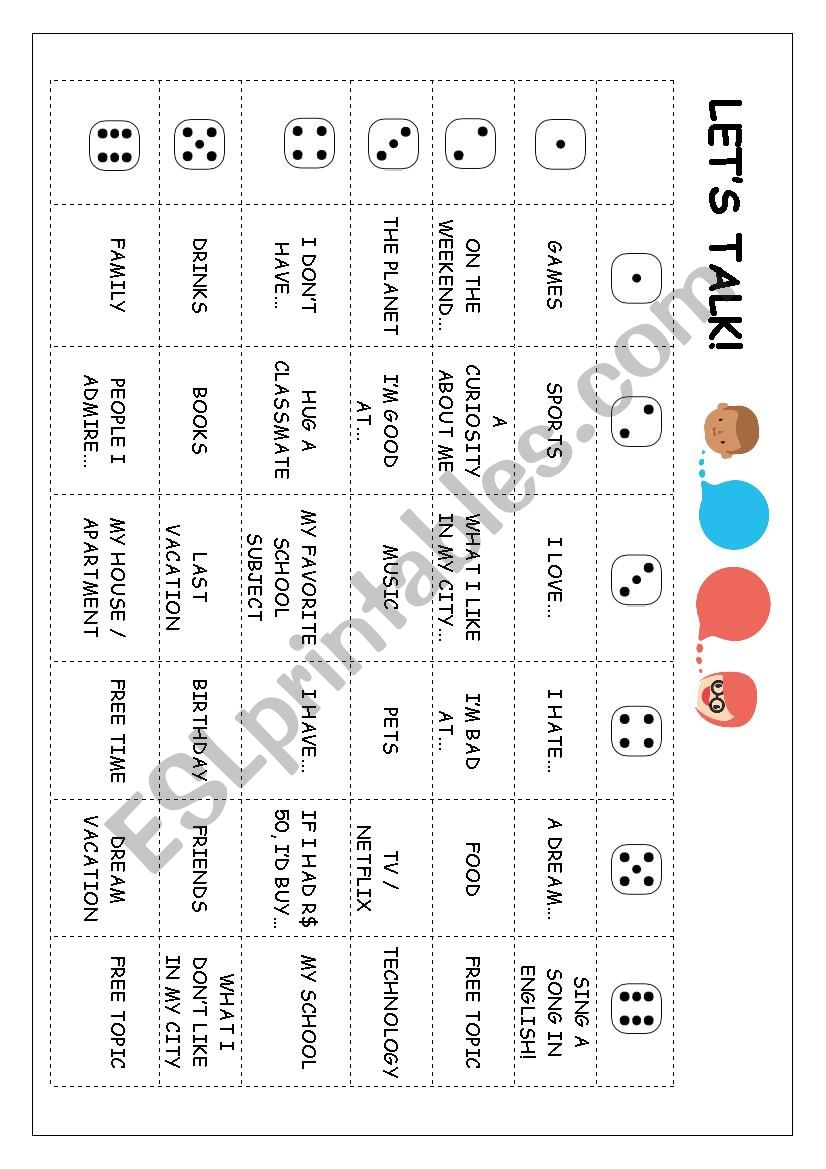 LETS TALK ICE BREAKER ESL Worksheet By Mfzmoura