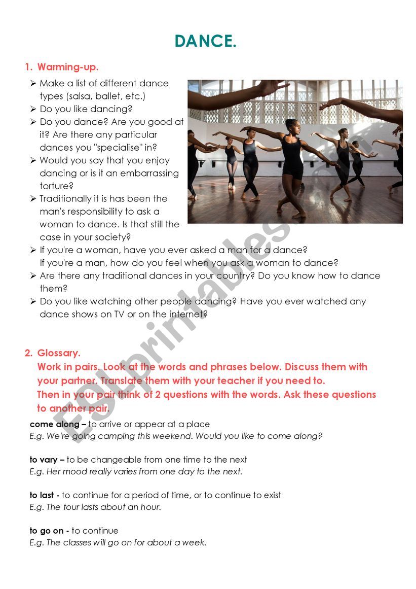 Dance Word Search And Vocabulary Worksheet Printables By Styles Of