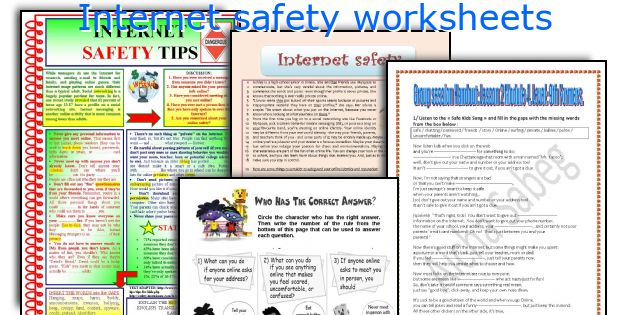 Internet Safety Worksheets