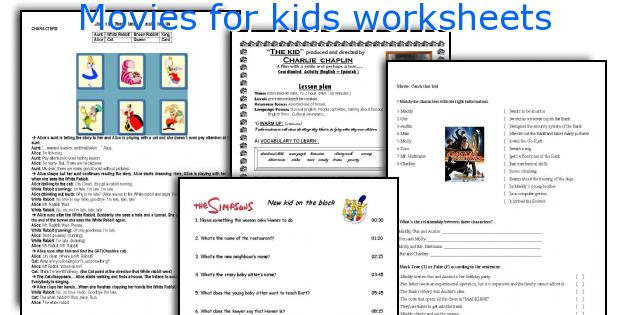 Movies for kids worksheets