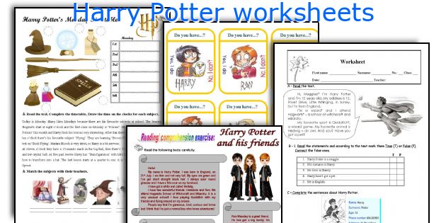 Harry Potter Activity Sheets