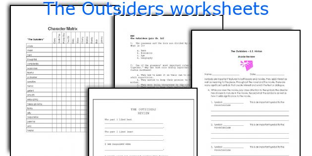 The Outsiders worksheets