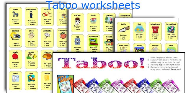 Taboo worksheets