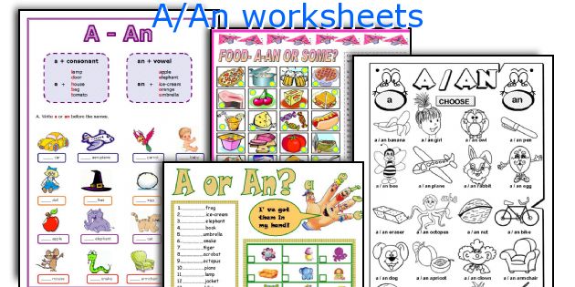 A/An worksheets
